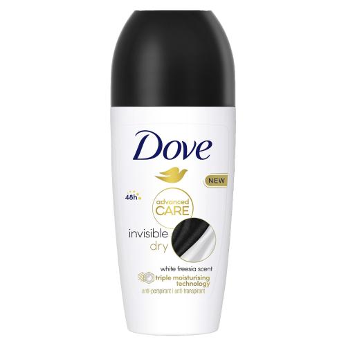 Dove Roll-On Advanced Care Invisible Dry Αποσμητικό 48ωρης Αντιιδρωτικής Προστασίας Χωρίς Λευκά Σημάδια στα Ρούχα  με Άρωμα Λευκής Φρέζιας & Βιολέτας 50ml